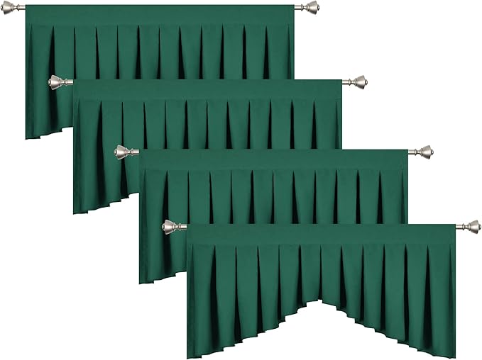 Valances for Windows Dark Green Window Valance for Living Room Rod Pocket - Image 3