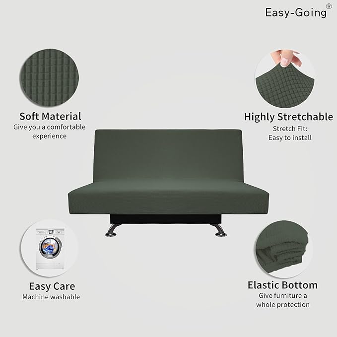 Easy-Going Stretch Futon Slipcover Armless Futon Bed Cover Furniture Protector - Image 3