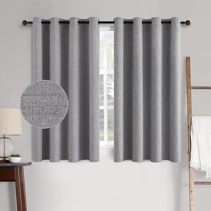 MIULEE Linen Texture Curtains for Bedroom Solid 100% Blackout Thermal Insulated by MIULEE