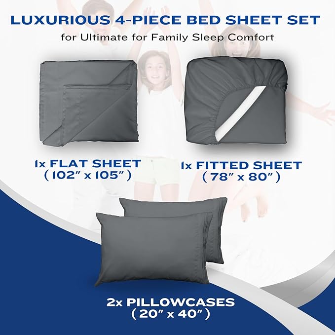 DREAMCARE Full Size Sheets – 4 pcs Cooling Sheets – up to 21” Deep Full Sheet - Image 8