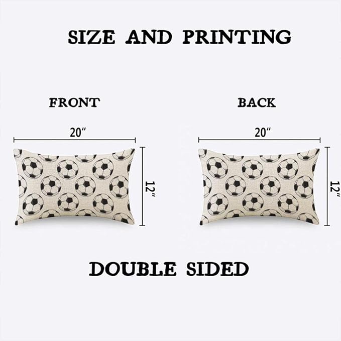 TKS MITLAN Sport Football Pattern Pillow Cover 12x20 inch Black White Soccer - Image 4