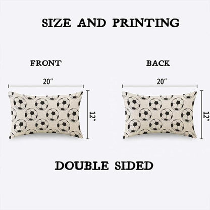 TKS MITLAN Sport Football Pattern Pillow Cover 12x20 inch Black White Soccer - Image 4