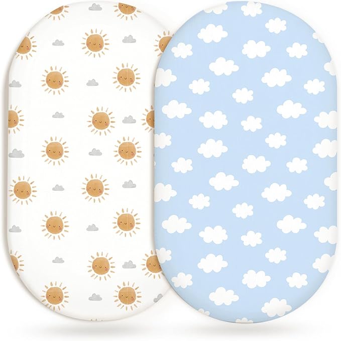 Bassinet Sheets for Baby Girls Boys 2 Pack, Fitted Baby Mattress Sheet for by Home
