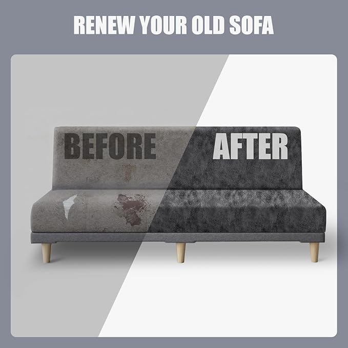 molasofa Leather Like Stretch Futon Slipcover Armless Futon Bed Sofa Cover - Image 6