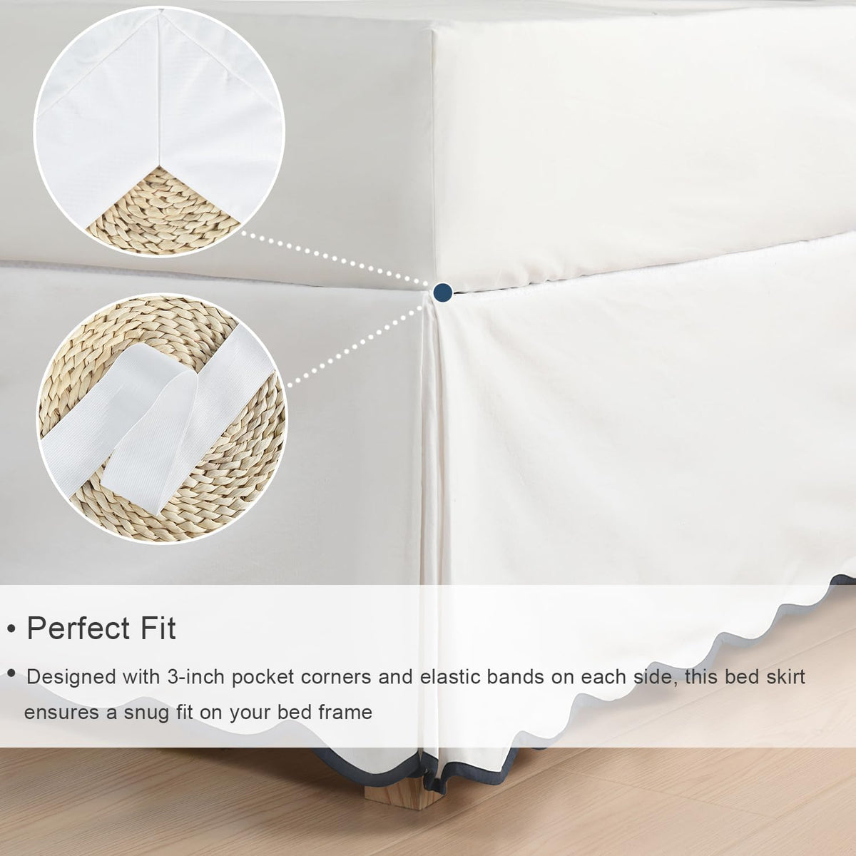 hig chic 14'' queen bedskirts scallop edge pleated shown in use