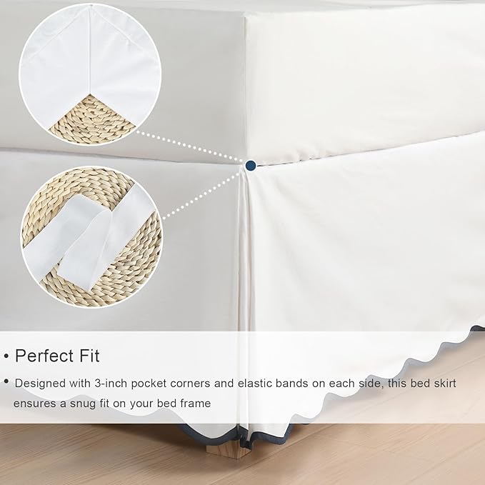 HIG Off White Chic Queen Bed Skirt - Image 4