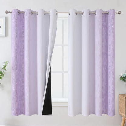 Estelar Textiler Lilac and Greyish White Blackout Curtains 63 Inch Length 2 by ESTELARTEXTILER