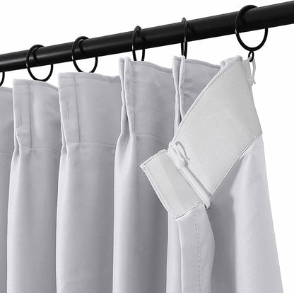 TWOPAGES Grey White Pinch Pleated Room Darkening Curtain 84 Inches Long - Image 2