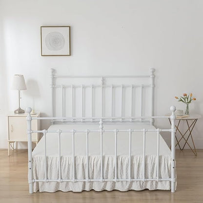 Tufted Dot Bed Skirt Queen Size Ruffled Bed Skirt - Image 3