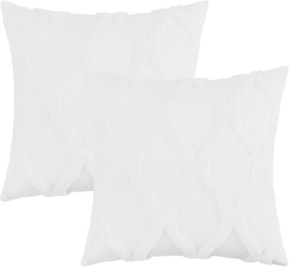 decorUhome Throw Pillow Covers 16x16 Inch Set of 2, Soft Plush Faux Fur Wool - Image 7