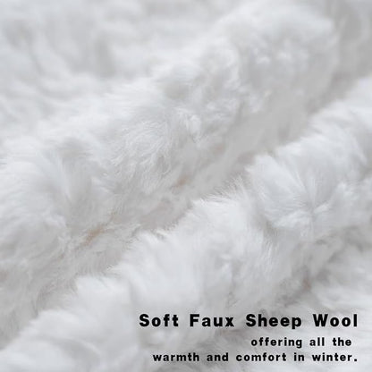 Neelvin Set of 2 Faux Fur Throw Pillow Covers 24x24 Inch White Cozy Soft Solid - Image 2