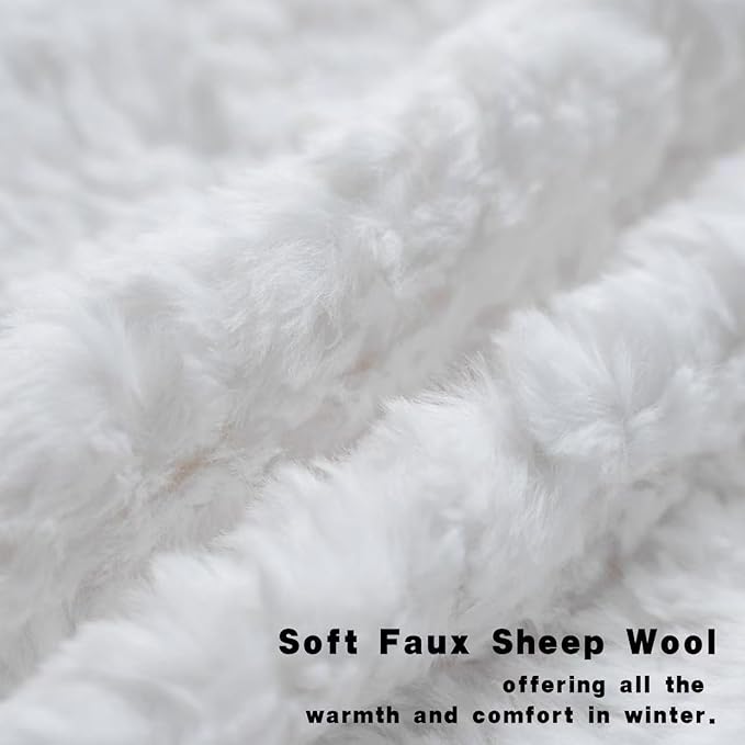 Neelvin Set of 2 Faux Fur Throw Pillow Covers 18x18 Inch White Cozy Soft Solid - Image 2