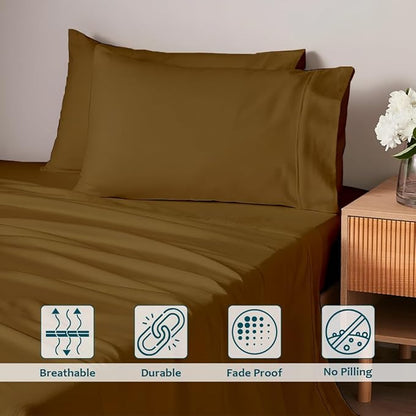 Sleeper Sofa Bed Sheet Set – Full Size, 100% Cotton, 338 Thread Count – 4-Piece - Image 4
