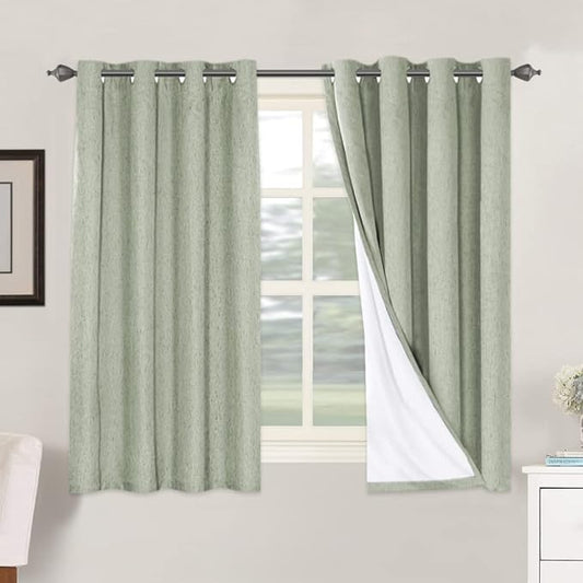 H.VERSAILTEX Linen Blackout Curtains 54 Inches Long 100% Absolutely Blackout by HVERSAILTEX