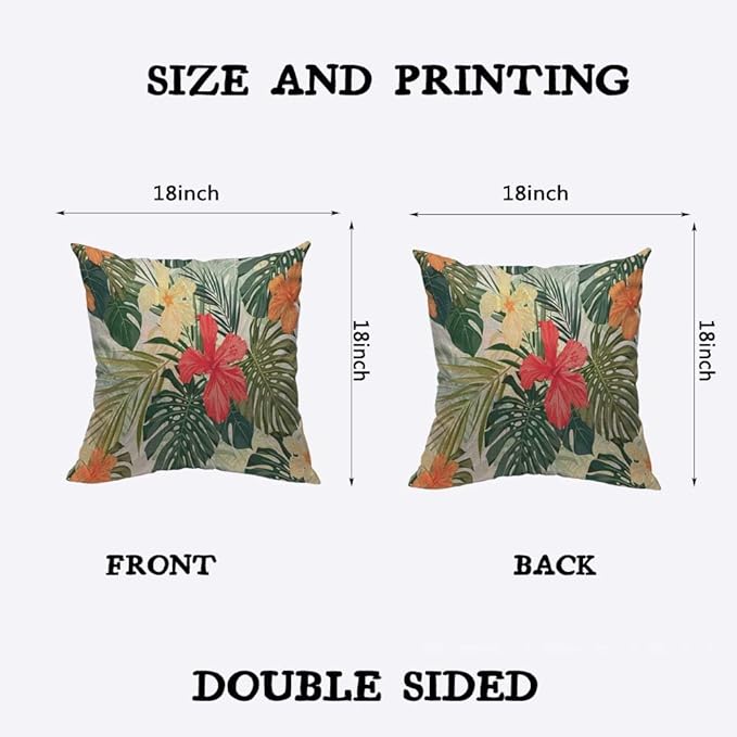 TKS MITLAN Hibiscus Flowers Pillow Cover 18x18 inch Summer Colorful Hawaiian - Image 2