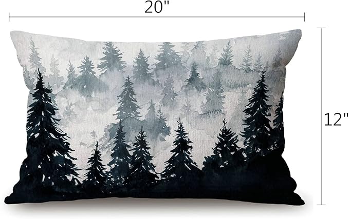 Solekla Watercolor Mountain Pillow Covers 12" x 20" Lumbar Pillow Covers Home - Image 2