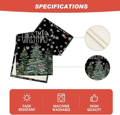 Artoid Mode Black Pine Tree Snowflake Merry Christmas Table Runner, Seasonal - Image 5