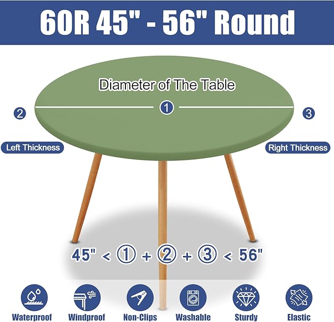 Round Spandex Tablecloth, Elastic Fitted Waterproof Tablecloths - Image 8