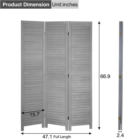 3 panel wood room divider 5.7 ft tall on a desk or shelf