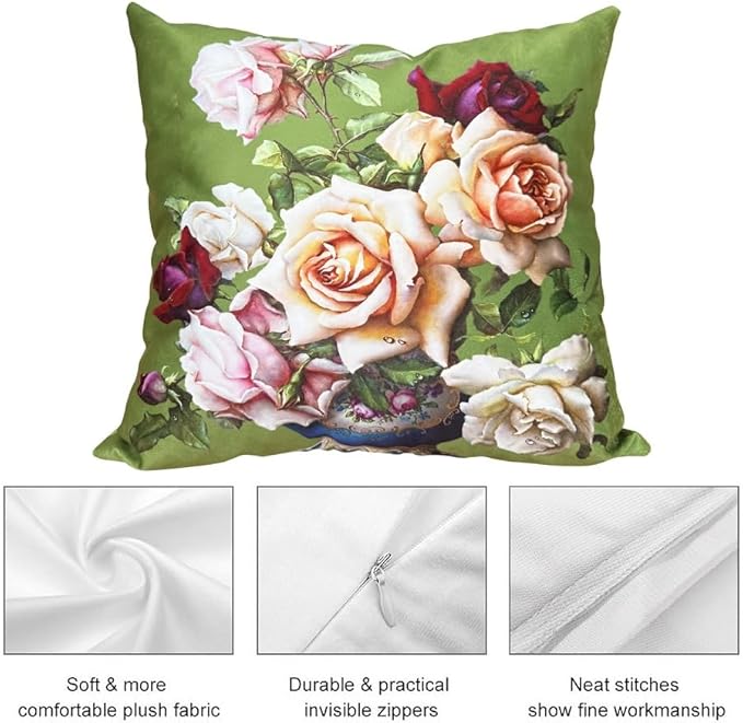 Elegant Velvet Floral Throw Pillow Cover Double Sides Handmake Flower - Image 3