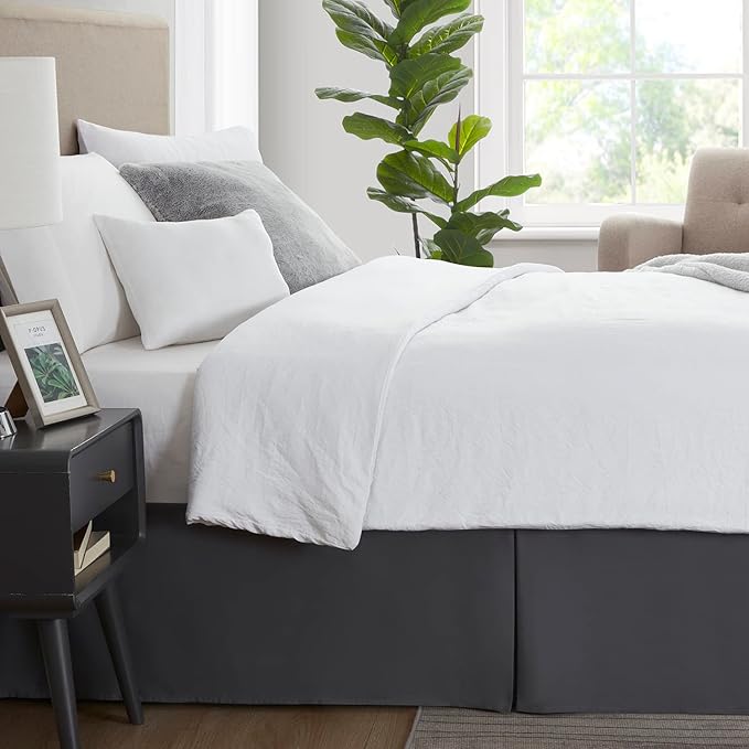Nestl Dark Gray Bed Skirt Queen Size - Image 3