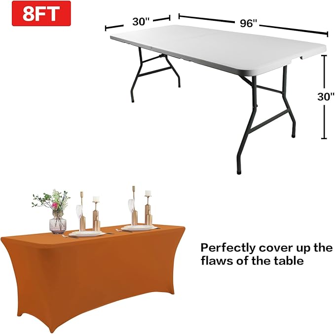 IVAPUPU 2 Pack 6FT Table Cloth for Rectangular Fitted Events Stretch Caramel - Image 3
