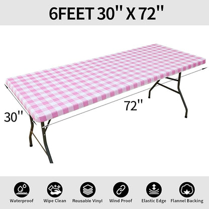 Smiry Rectangle Picnic Table Cloth, Elastic Waterproof Fitted Vinyl Tablecloths - Image 8