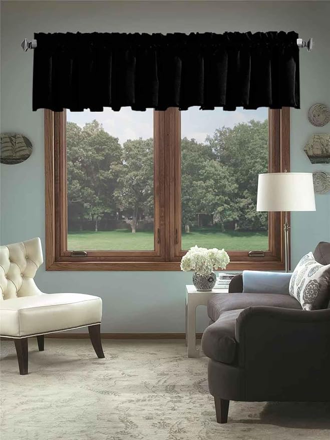 Black Valance for Large & Extra Wide Windows by HighQualityCurtains