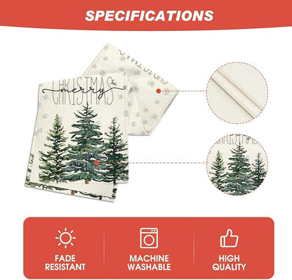 Artoid Mode Beige Pine Tree Snowflake Merry Christmas Table Runner, Seasonal - Image 5