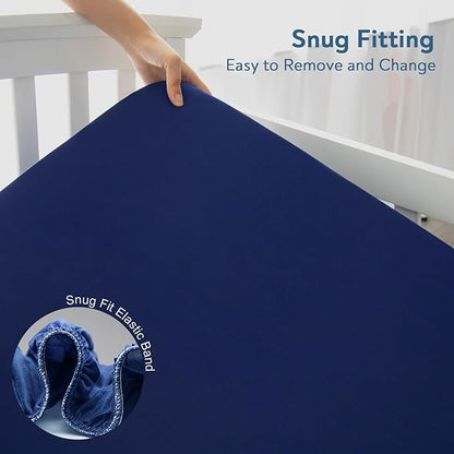 Waterproof Crib Sheets for Boys 2 Pack, Fitted Baby Crib Sheet Neutral 52" x - Image 3
