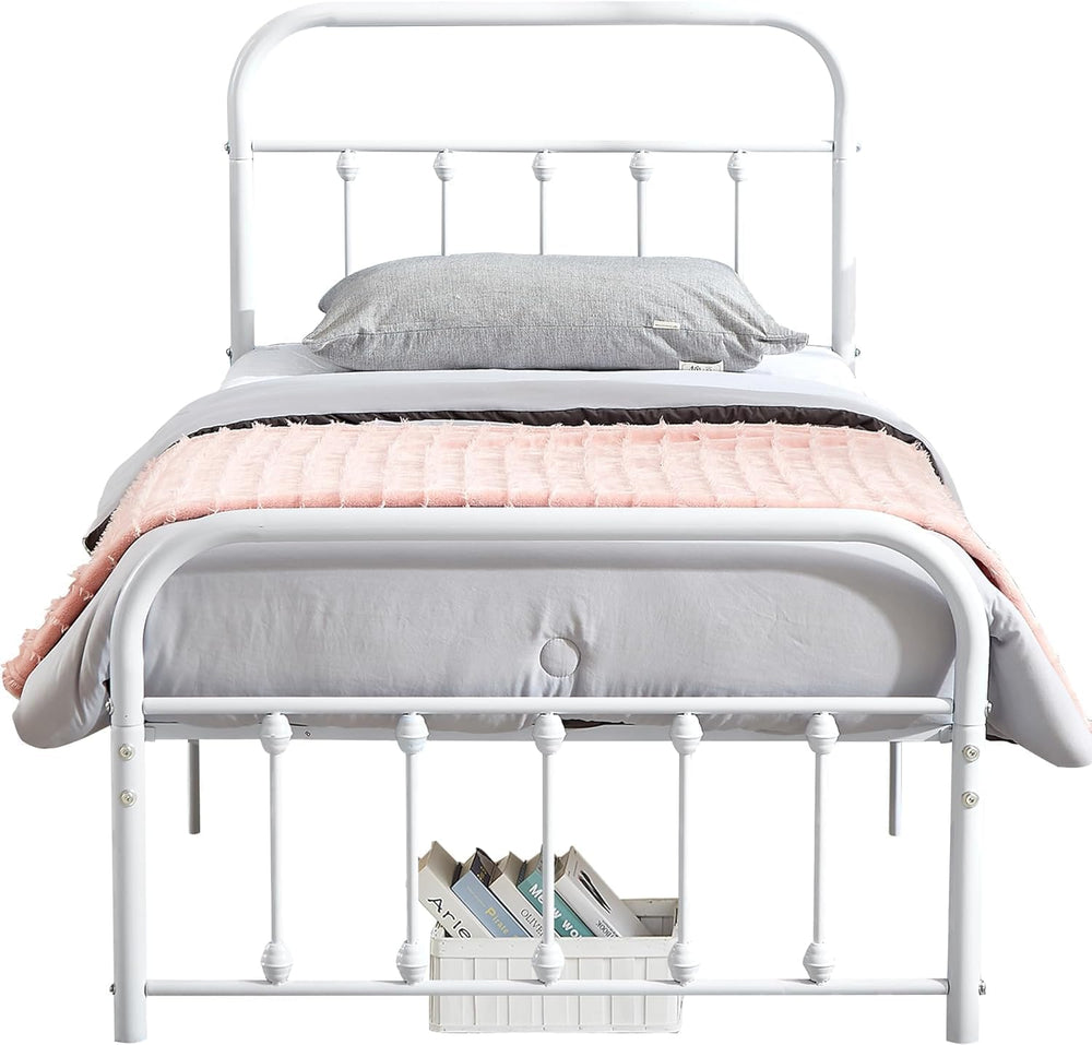 VECELO Twin Size Sturdy Metal Platform Bed Frame Classic Victorian Style Bed ...
