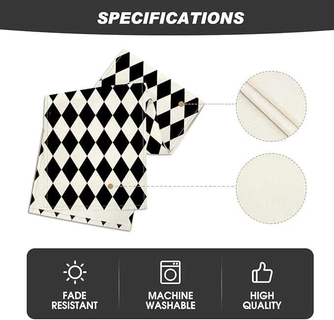 Artoid Mode Black Beige Diamond Plaid Table Runner, Seasonal Halloween Party - Image 5