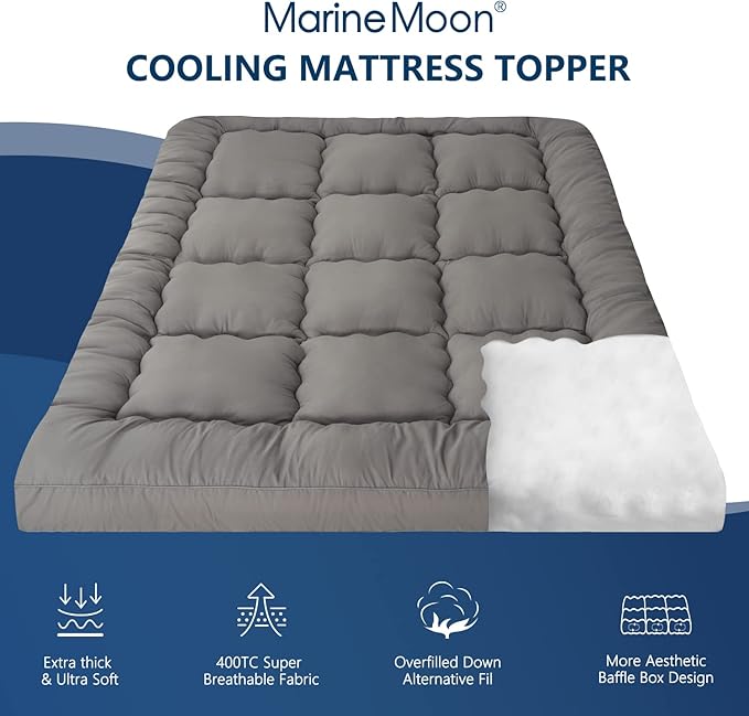 Marine Moon Mattress Topper Queen, Marine Moon Cooling Bed Topper Cover - Image 2