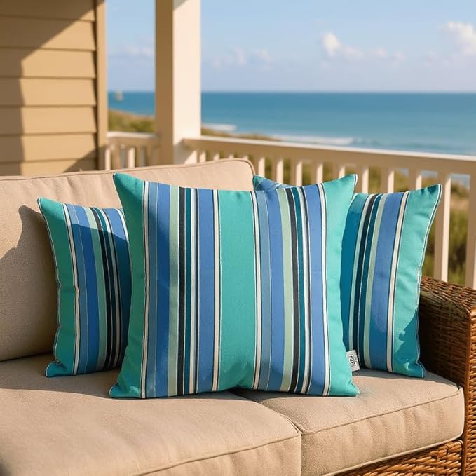 RSH DECOR: Sunbrella Square Throw Pillows Set of 2 | 20" x 20" | Water and - Image 3