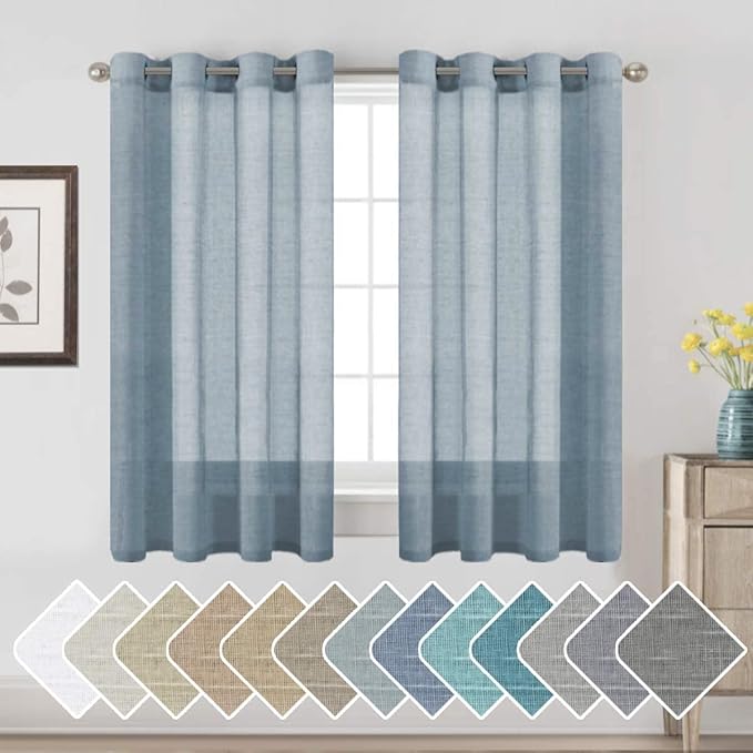 H.VERSAILTEX Linen Curtains Nickel Grommet Natural Linen Semi-Sheer Curtains 2 by HVERSAILTEX