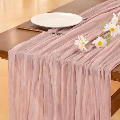 Socomi Pink Cheesecloth Table Runner Summer Boho Rustic Gauze Dusty Pink Farmhouse 120 inch 10FT Cheese Cloth for Wedding Tea Party Baby Shower Birthday Home Decor Holiday Decorations