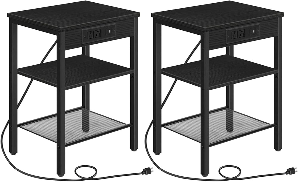 HOOBRO Side Tables with Charging Station, Small End Tables for Small Space