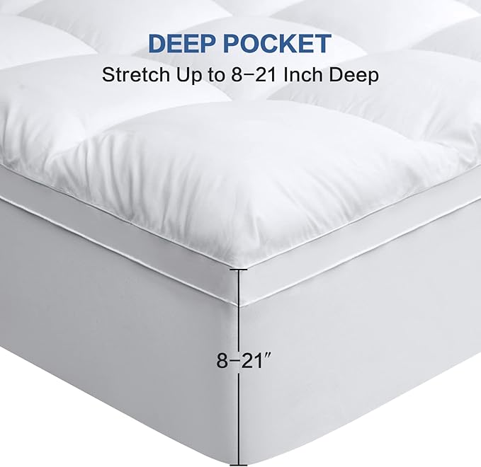 COHOME King Size Mattress Topper Extra Thick Cooling Mattress Pad 400TC Cotton - Image 5