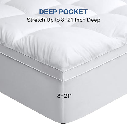 COHOME Twin Size Mattress Topper Extra Thick Cooling Mattress Pad 400TC Cotton - Image 5
