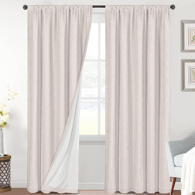 H.VERSAILTEX Linen Look 100% Blackout Curtains 95 Inches Long by HVERSAILTEX