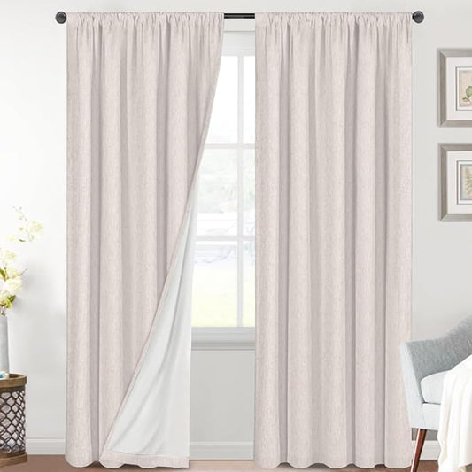 H.VERSAILTEX Linen Look 100% Blackout Curtains 95 Inches Long by HVERSAILTEX