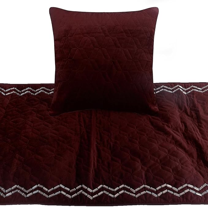 The HomeCentric King Queen Twin Deep Wine Luxury Queen 74"x18" Bed Runner - Image 2