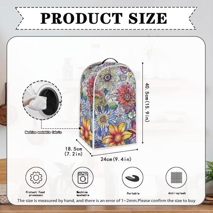 Boho Floral Blender Dust Cover Anti Fingerprint Polyester Stand Mixer or Coffee - Image 6