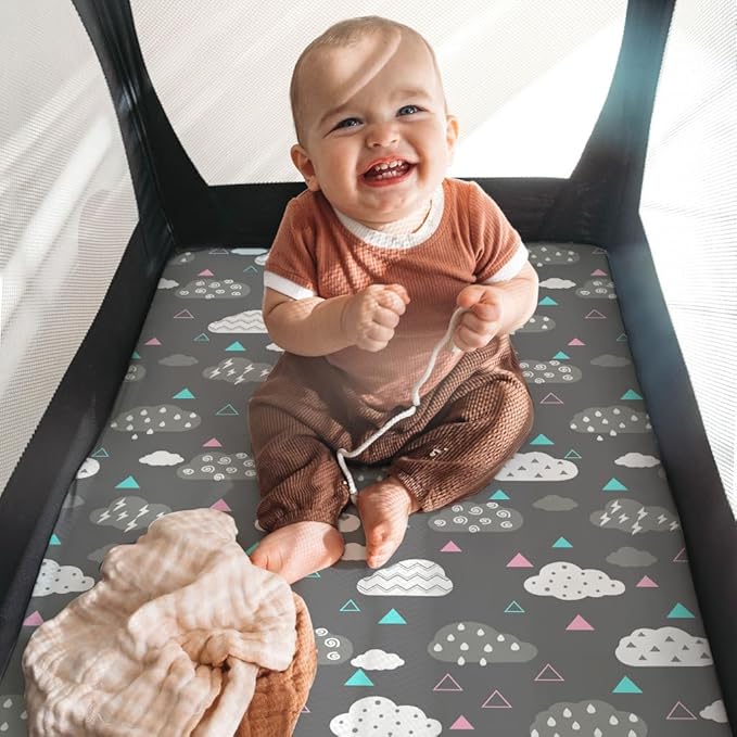 Pack n Play Sheets, BROLEX 2 Pack Mini Crib Sheets, Stretchy Portable Fitted - Image 2