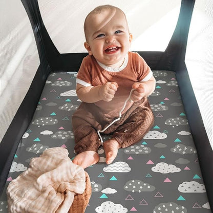 Pack n Play Sheets, BROLEX 2 Pack Mini Crib Sheets, Stretchy Portable Fitted - Image 2