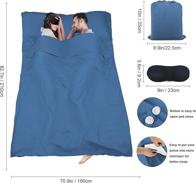 Sleeping Bag Liner, Travel Sheet & Adult Sleep Sack, Camping Sheets Travel - Image 4