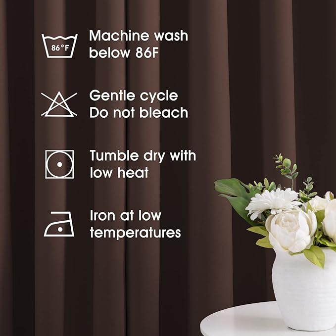 HOMEIDEAS Chocolate Blackout Curtains 52 X 63 Inch Brown Bedroom Curtains Set - Image 6