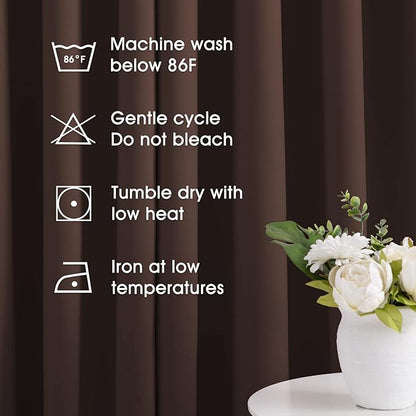 HOMEIDEAS Chocolate Blackout Curtains 52 X 63 Inch Brown Bedroom Curtains Set - Image 6