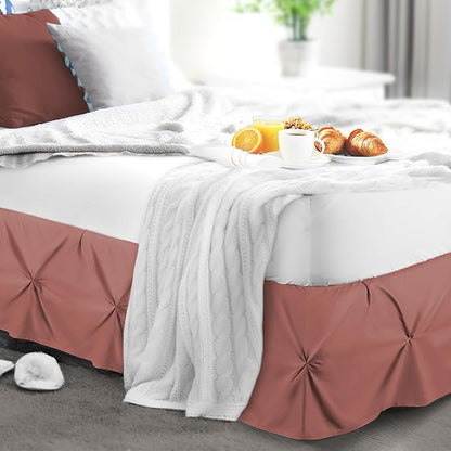 Nestl Pink Clay Bed Skirt King Size, Pinch Pleat King Bed Skirt, Hotel Quality - Image 8