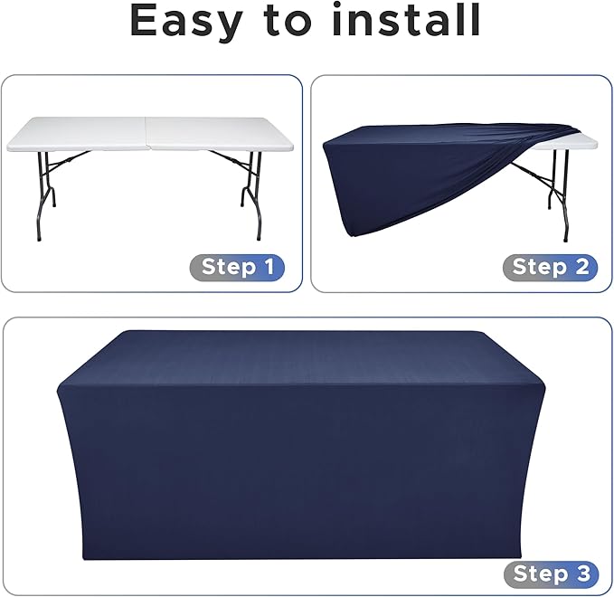 Nasitos 2 Pack - 48 x 24 Inch Navy Rectangle Tablecloths - Image 4